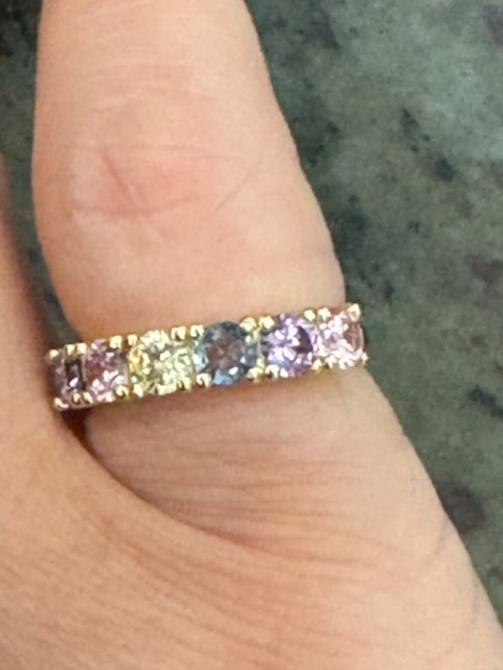 18K Gold Filled Multi-Colored AAA CZ Eternity Band Stackable Ring Size 6 - NWT